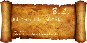 Béres Lóránt névjegykártya